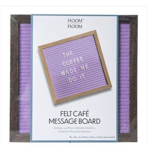 Brand New Purple Cafe Felt Letter Board With Wood Frame 10in x 10in